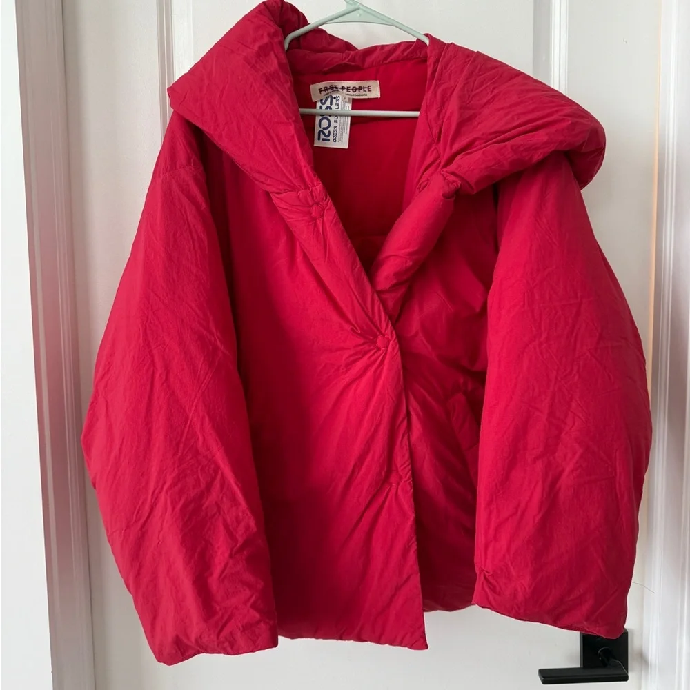 Free People Red Puffer Jacket - Picture 4 of 7